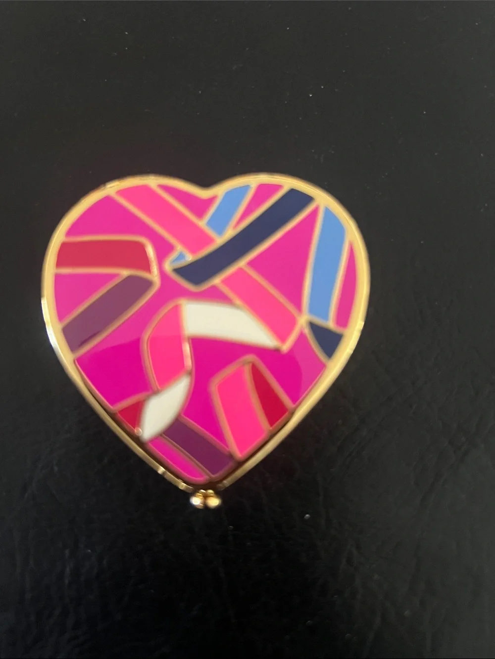 Estee Lauder Heart Compact Mirror in Pink, Blue & Gold - Picture 4 of 7